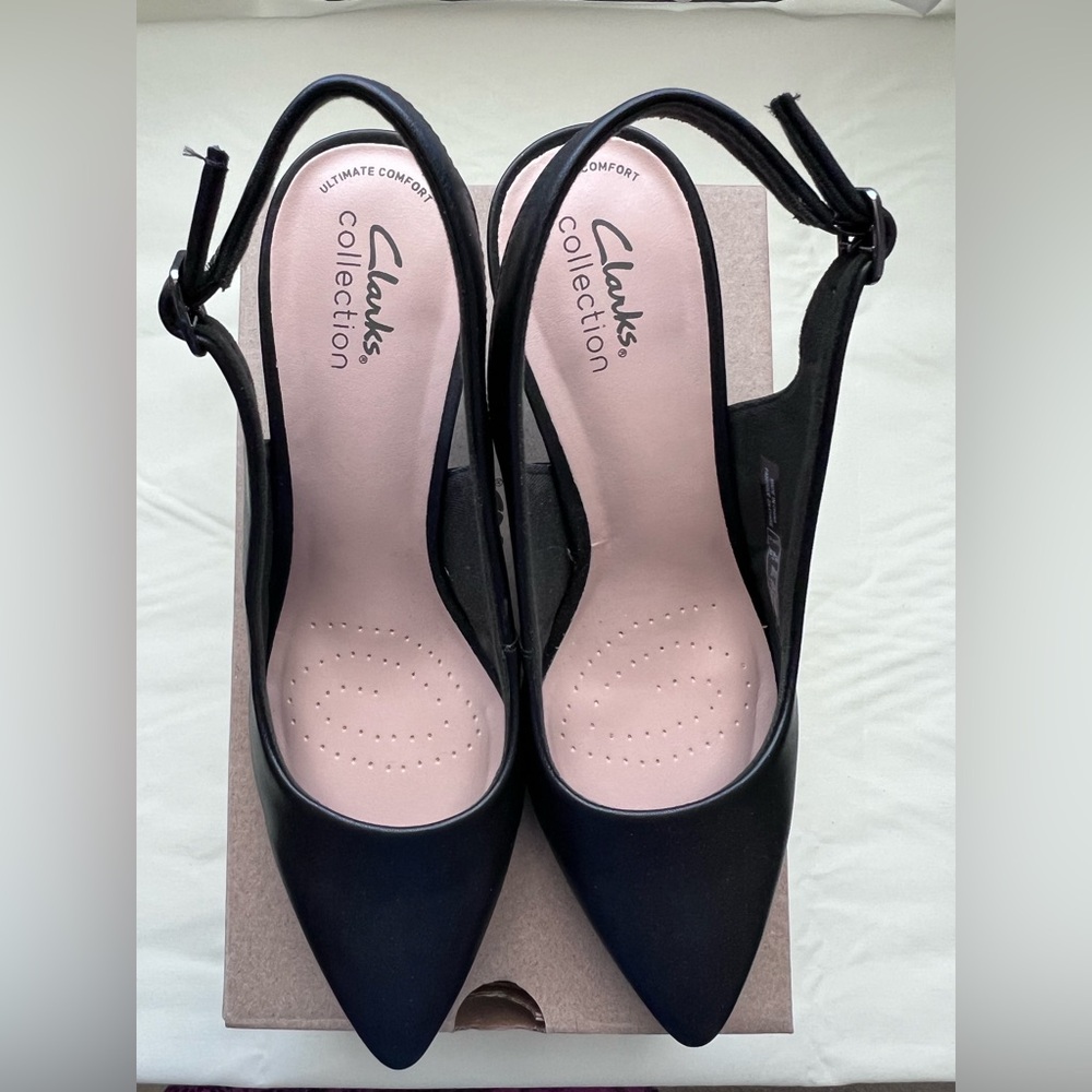 Clark’s Collection Kataleyna Black Leather Heels Slingback